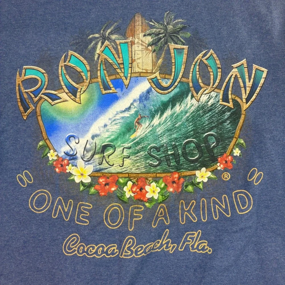 Ron Jon Surf Shop Crewneck Sweatshirt Men M Blue Cocoa Beach Florida Vintage Y2K